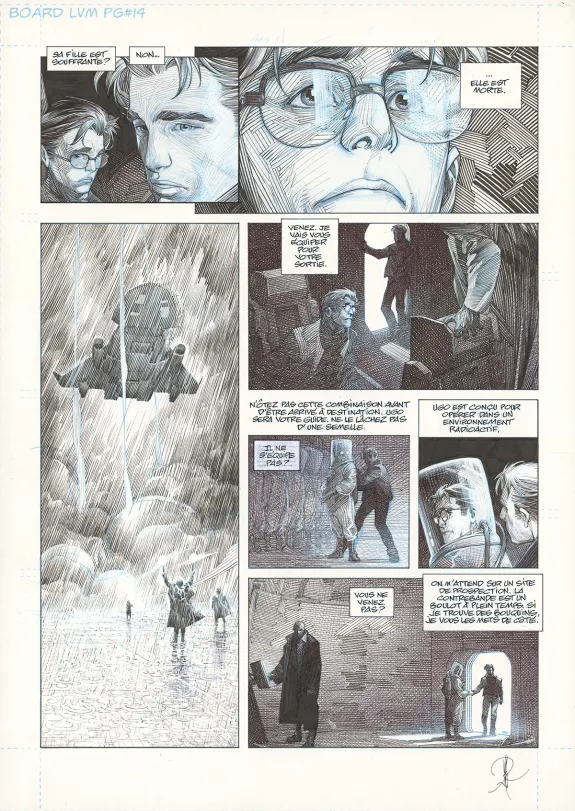Black and white original page, La Mort vivante, Alberto Varanda