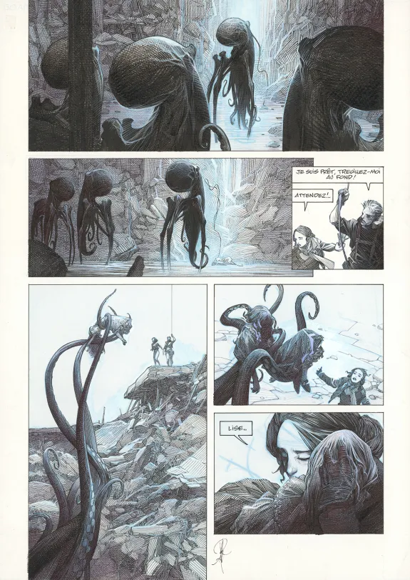 Black and white original page, La Mort vivante, Alberto Varanda