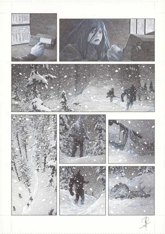 Black and white original page, La Mort vivante, Alberto Varanda