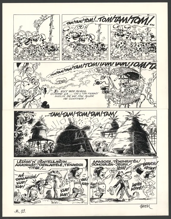 Planche noir et blanc, Le Marsupilami, Magie blanche (T.19),  Batem