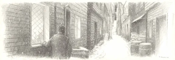 Illustration noir et blanc, Les Carnets Lovecraft, Le Festival , Armel Gaulme