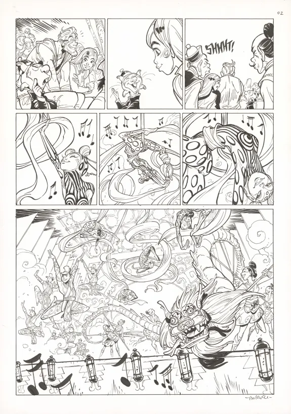Black and white original page, Ekhö Monde miroir, Un fantôme à Pékin (T.10), Alessandro Barbucci