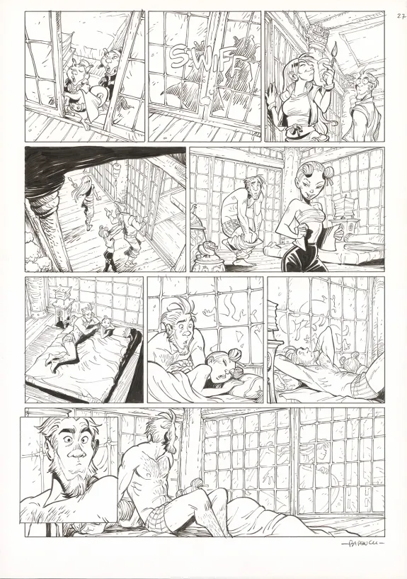 Black and white original page, Ekhö Monde miroir, Un fantôme à Pékin (T.10), Alessandro Barbucci
