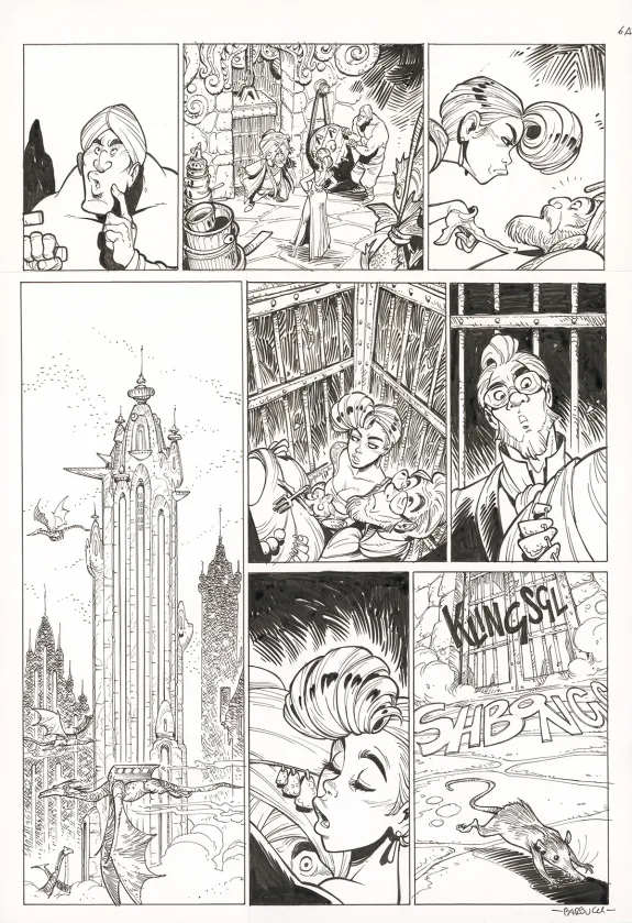Black and white original page, Ekhö Monde miroir, La Sirène de Manhattan (T.8), Alessandro Barbucci