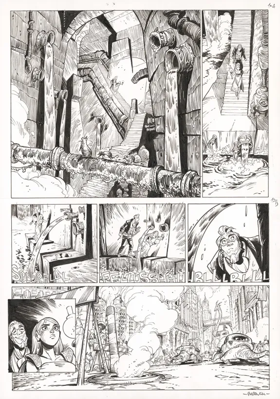 Black and white original page, Ekhö Monde miroir, La Sirène de Manhattan (T.8), Alessandro Barbucci