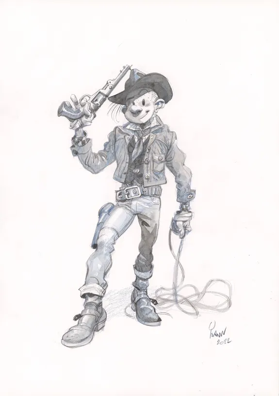 Illustration noir et blanc, Spirou et Fantasio,  Yoann