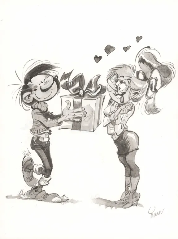 Black and white illustration,  Yoann