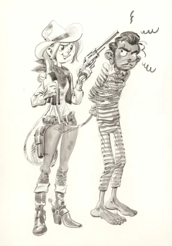 Illustration noir et blanc, Spirou et Fantasio,  Yoann