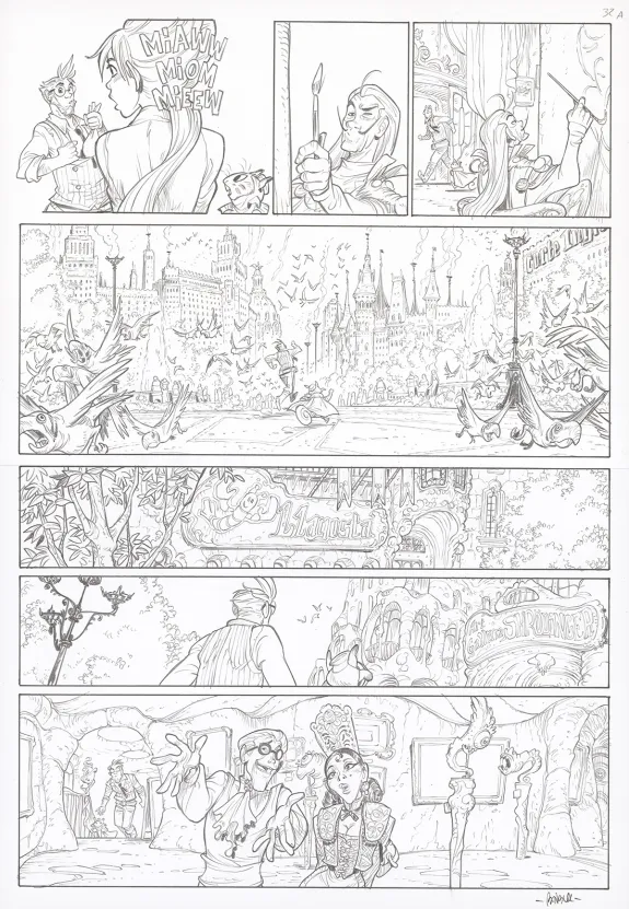Planche noir et blanc, Ekhö Monde miroir, Barcelona (T.4), Alessandro Barbucci