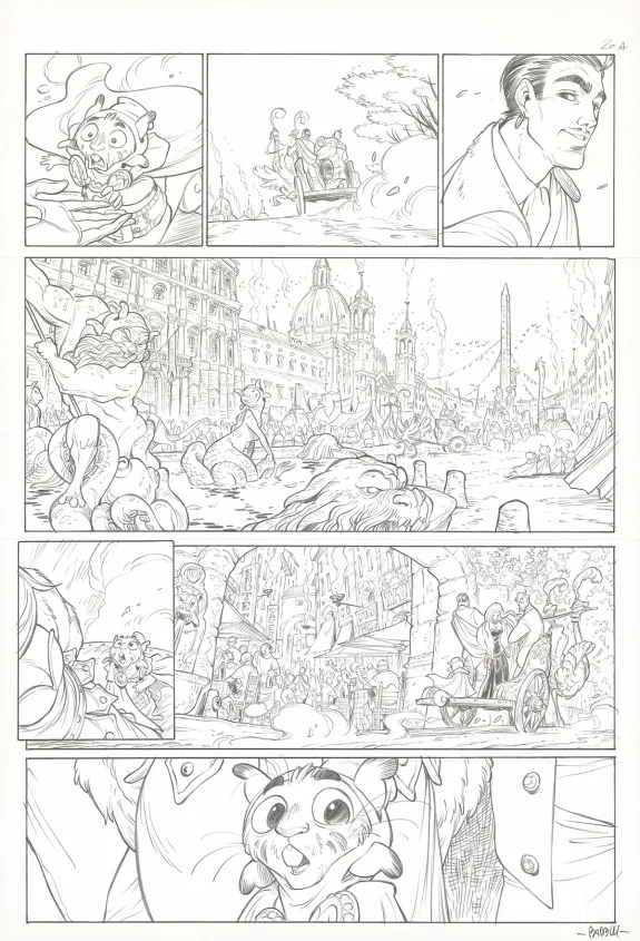 Black and white original page, Ekhö Monde miroir, Le Secret des Preshauns (T.5), Alessandro Barbucci