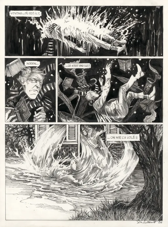 Black and white original page, Le Bestiaire du crépuscule, Daria Schmitt