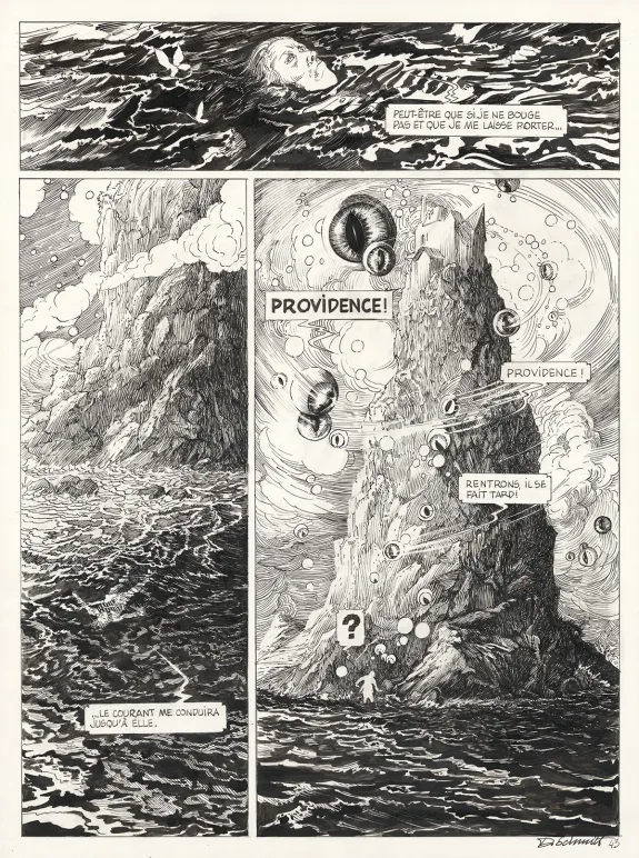 Black and white original page, Le Bestiaire du crépuscule, Daria Schmitt