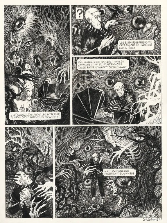 Black and white original page, Le Bestiaire du crépuscule, Daria Schmitt