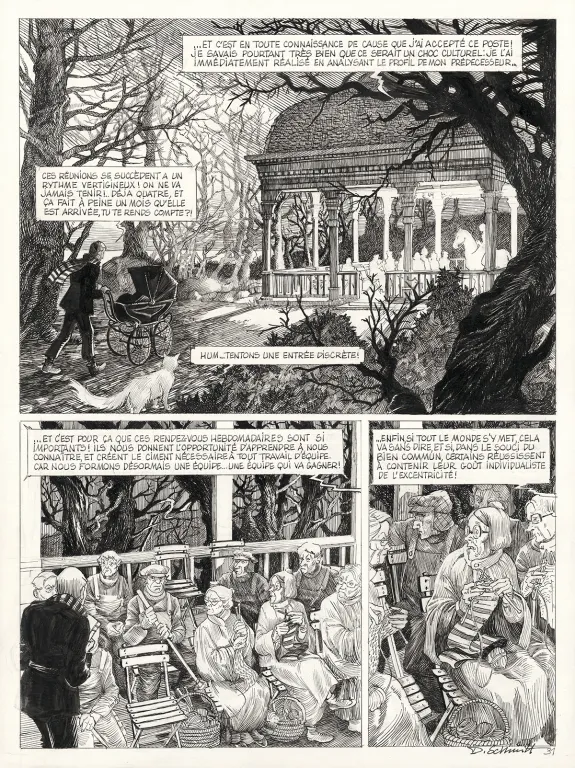 Black and white original page, Le Bestiaire du crépuscule, Daria Schmitt