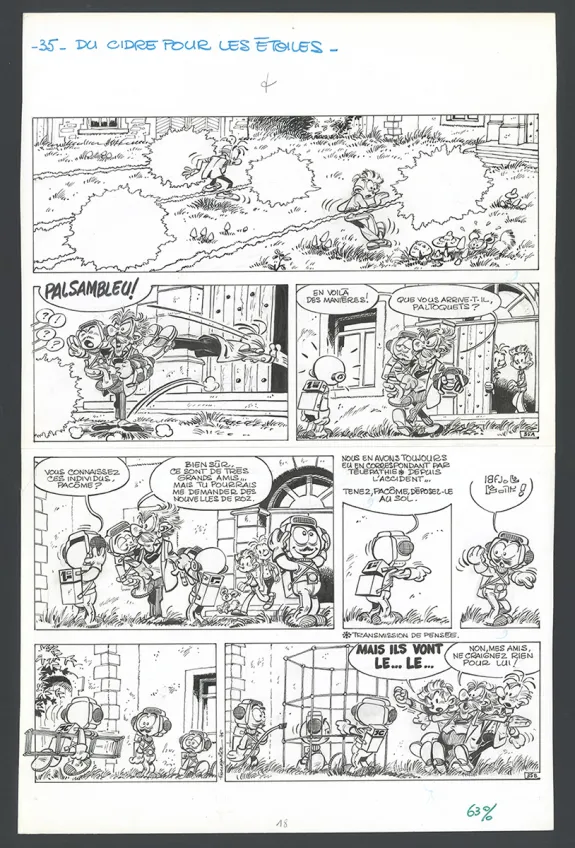 Black and white original page, Spirou et Fantasio, Du cidre pour les étoiles (T.26), Jean-Claude Fournier
