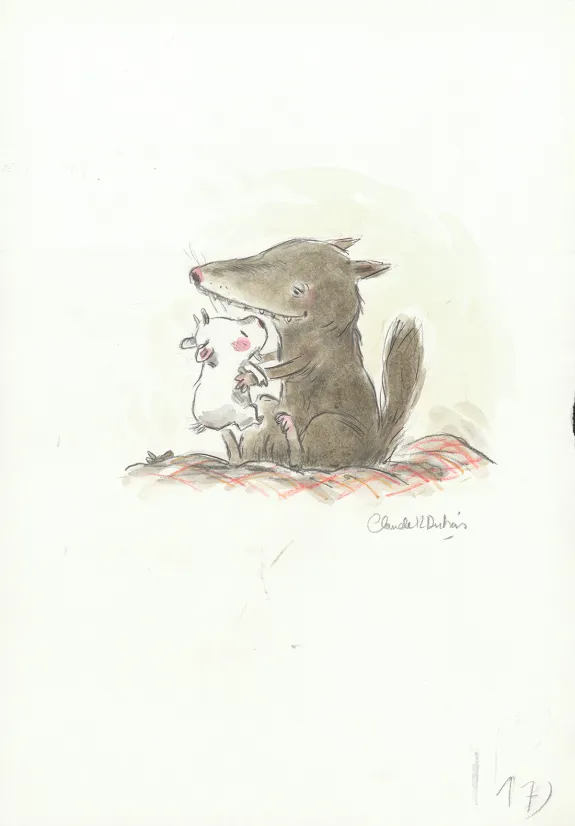 Colored illustration, Bibi, Bibi et le loup, Claude K. Dubois