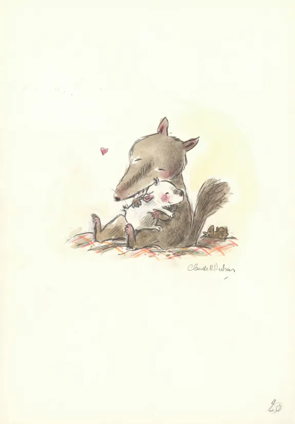 Colored illustration, Bibi, Bibi et le loup, Claude K. Dubois