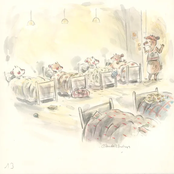 Colored illustration, Bibi, Bibi et le secret des doudous, Claude K. Dubois