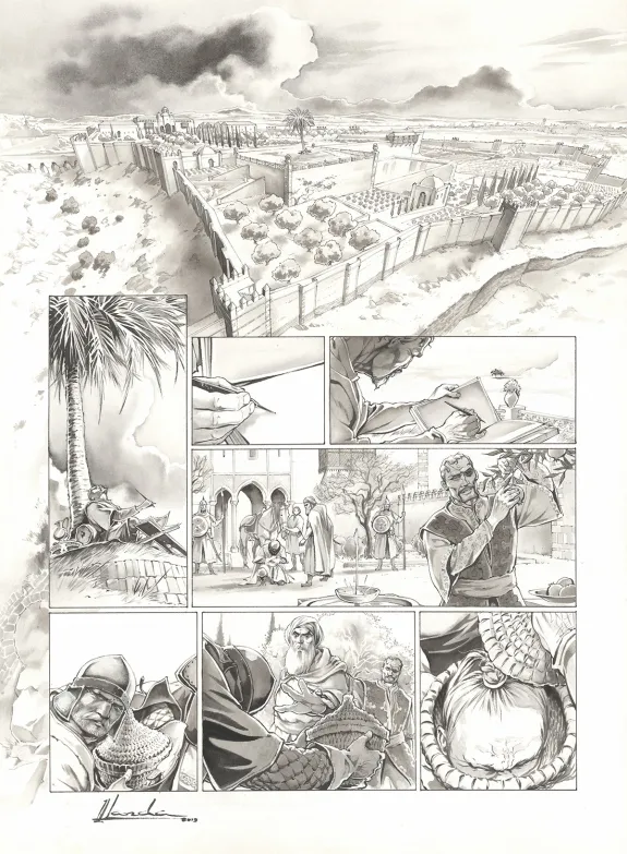 Planche noir et blanc, Chroniques de Roncevaux, La Légende de Roland (T.1), Juan Luis Landa
