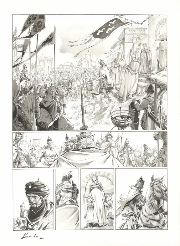 Planche noir et blanc, Chroniques de Roncevaux, La Légende de Roland (T.1), Juan Luis Landa