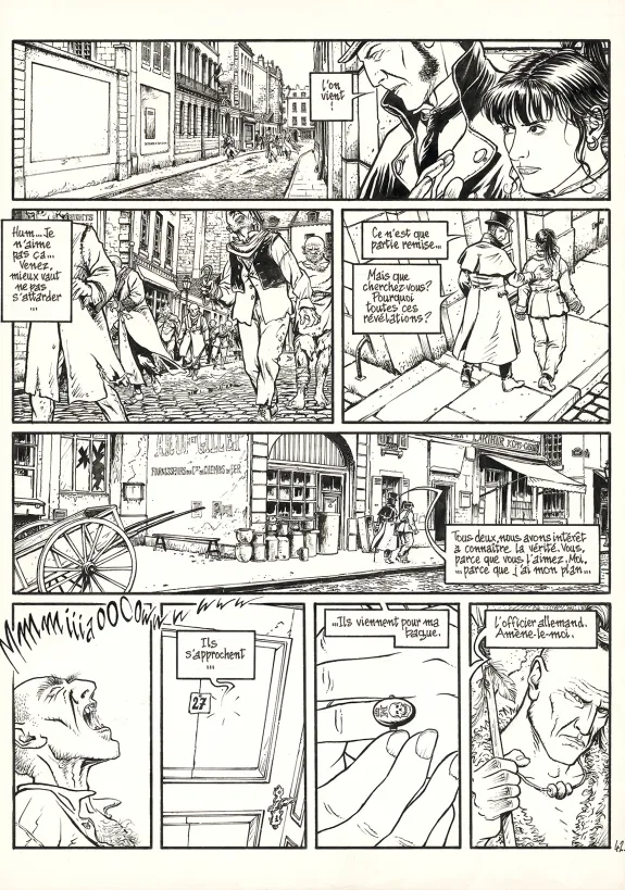 Black and white original page, Les Voleurs d'Empire, Chat qui mord (T.5), Martin Jamar