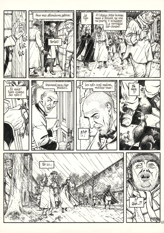 Black and white original page, Les Voleurs d'Empire, Chat qui mord (T.5), Martin Jamar