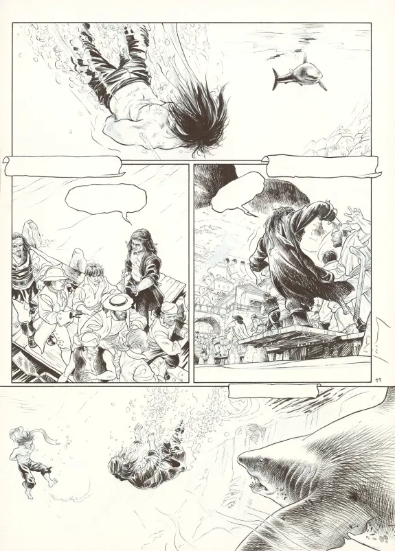Black and white original page, Barracuda,  Jérémy