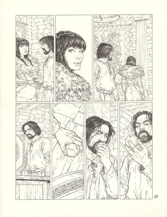 Black and white original page, Complainte des Landes Perdues, Sill Valt (T.8), Philippe Delaby