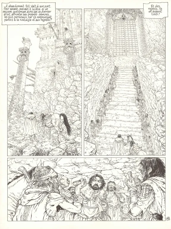 Black and white original page, Complainte des Landes Perdues, Sill Valt (T.8), Philippe Delaby