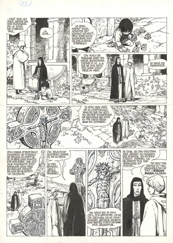 Planche noir et blanc, Complainte des Landes Perdues, Dame Gerfaut (T.3), Grzegorz Rosinski