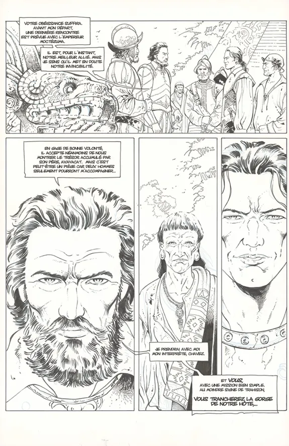 Planche noir et blanc, Conquistador, Tome I (T.1), Philippe Xavier