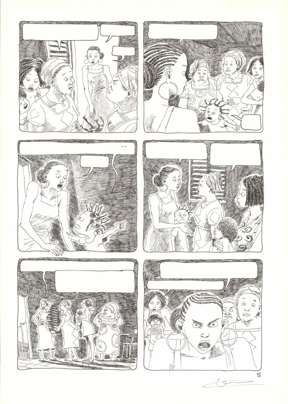 Planche noir et blanc, Aya de Yopougon, Volume 5 (T.5), Clément Oubrerie