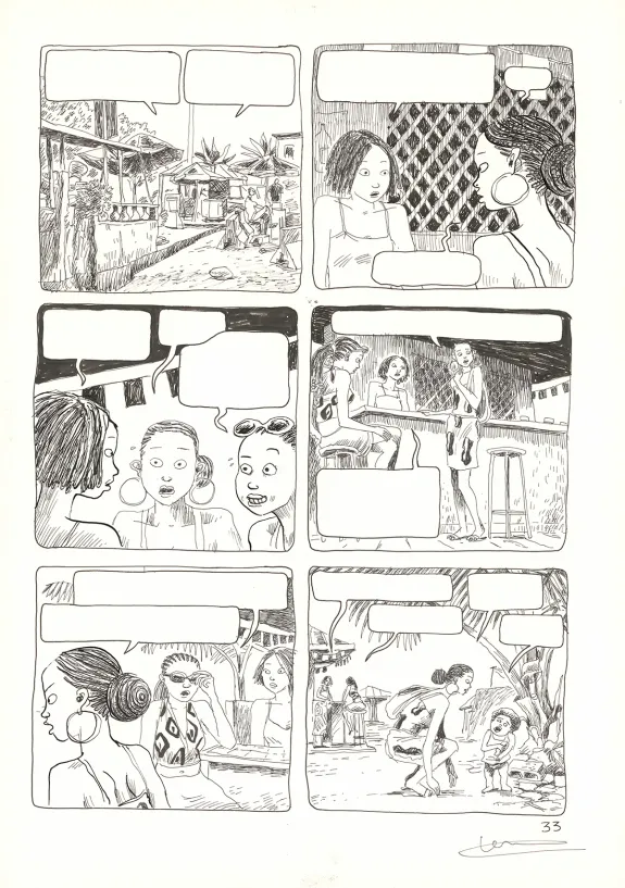 Black and white original page, Aya de Yopougon, Volume 5 (T.5), Clément Oubrerie