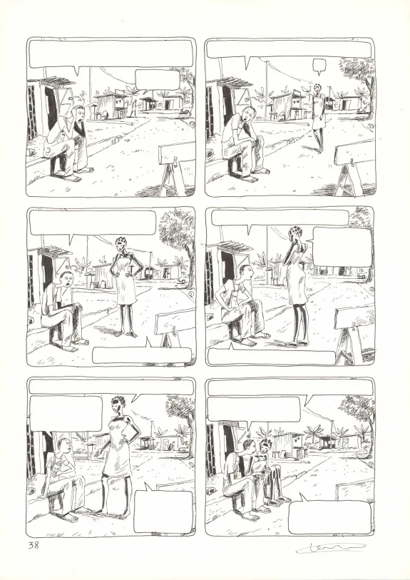 Black and white original page, Aya de Yopougon, Volume 4 (T.4), Clément Oubrerie