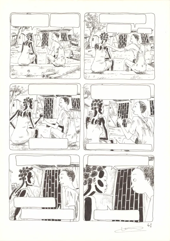 Black and white original page, Aya de Yopougon, Volume 4 (T.4), Clément Oubrerie