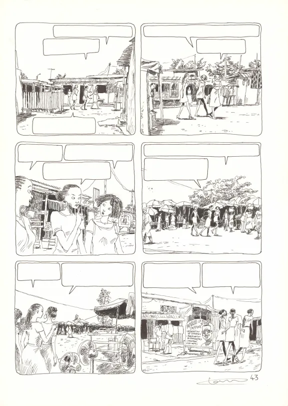 Black and white original page, Aya de Yopougon, Volume 4 (T.4), Clément Oubrerie