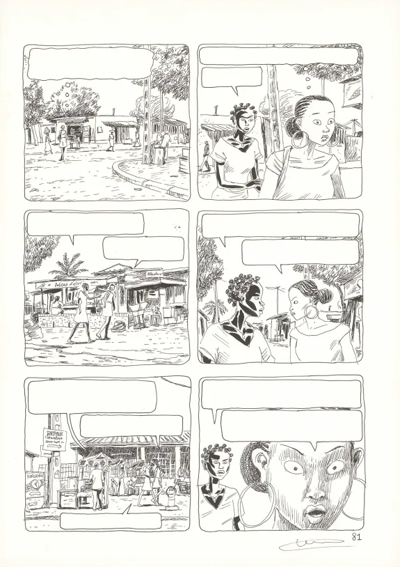 Black and white original page, Aya de Yopougon, Volume 4 (T.4), Clément Oubrerie