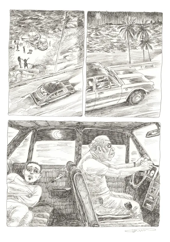 Black and white original page, Aya de Yopougon, Volume 7 (T.7), Clément Oubrerie