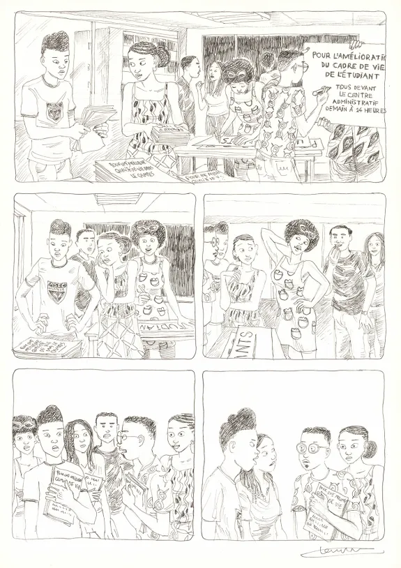 Black and white original page, Aya de Yopougon, Volume 7 (T.7), Clément Oubrerie