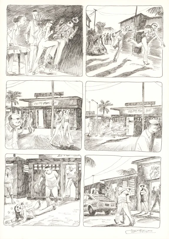 Black and white original page, Aya de Yopougon, Volume 7 (T.7), Clément Oubrerie