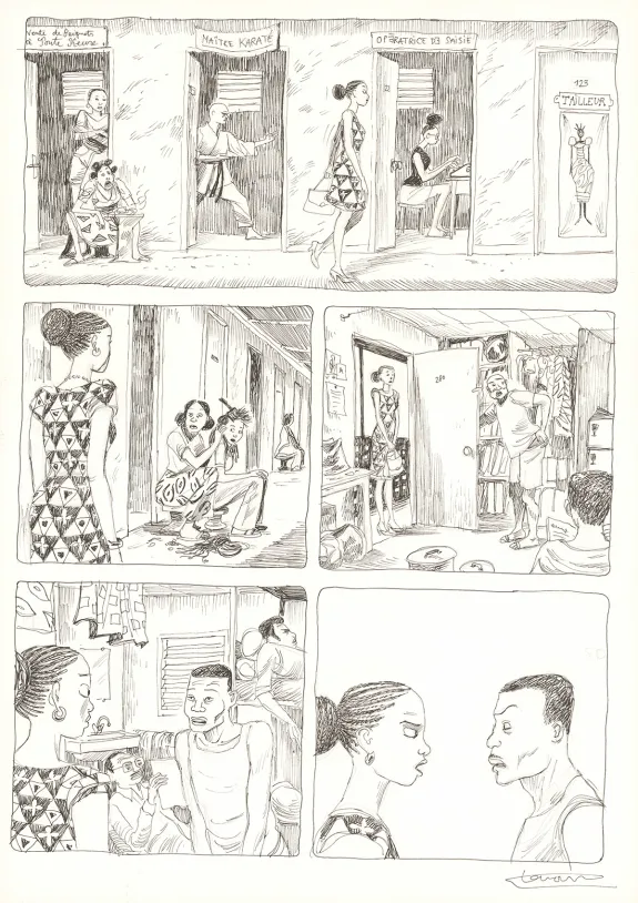 Black and white original page, Aya de Yopougon, Volume 7 (T.7), Clément Oubrerie