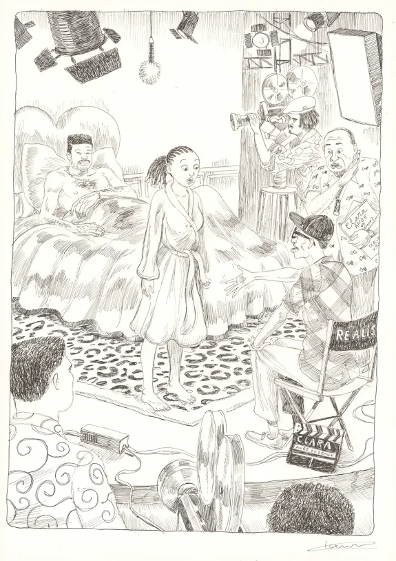 Black and white original page, Aya de Yopougon, Volume 7 (T.7), Clément Oubrerie