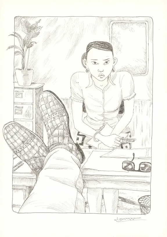 Black and white original page, Aya de Yopougon, Volume 7 (T.7), Clément Oubrerie