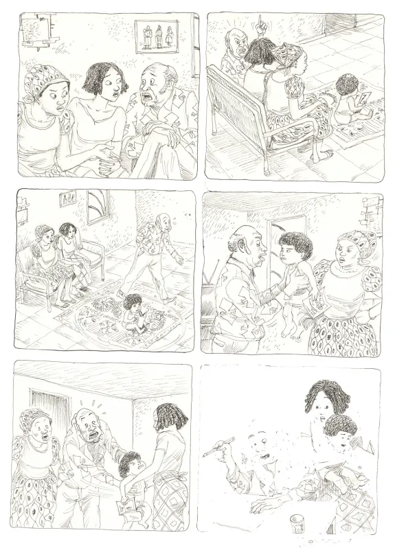 Black and white original page, Aya de Yopougon, Volume 7 (T.7), Clément Oubrerie
