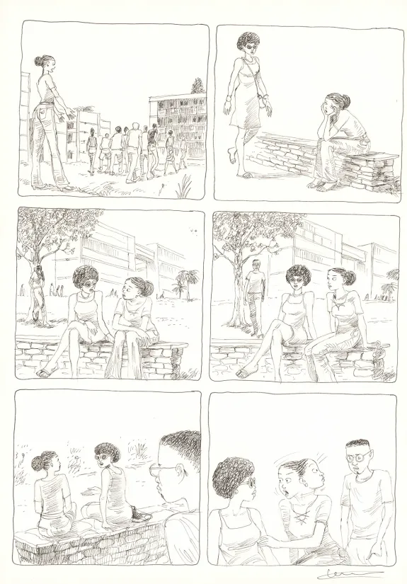Black and white original page, Aya de Yopougon, Volume 7 (T.7), Clément Oubrerie