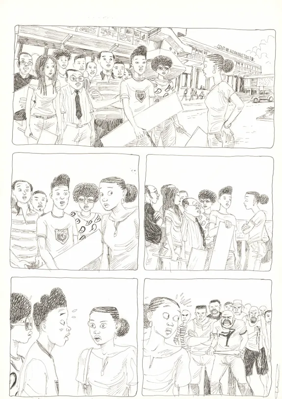 Black and white original page, Aya de Yopougon, Volume 7 (T.7), Clément Oubrerie
