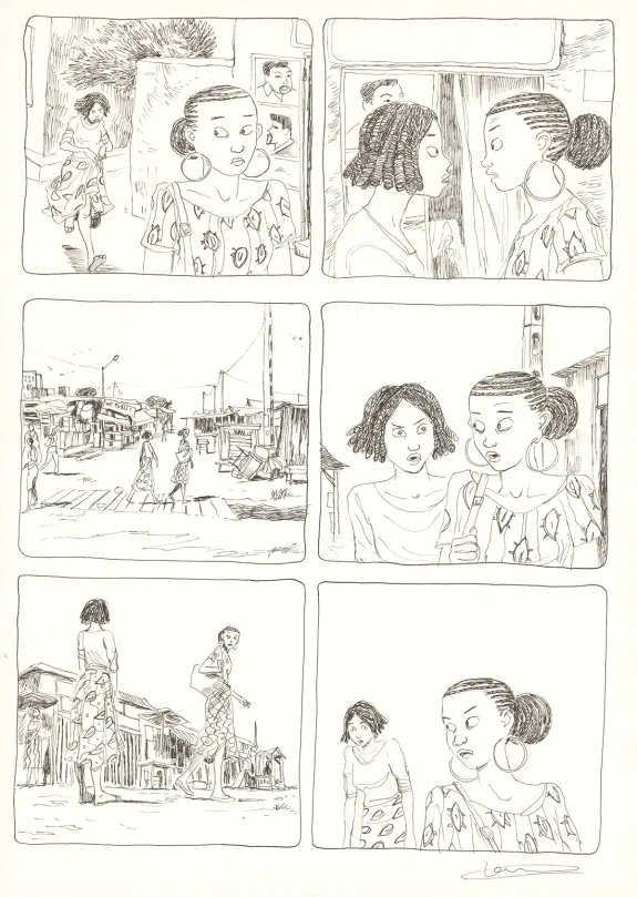 Black and white original page, Aya de Yopougon, Volume 7 (T.7), Clément Oubrerie