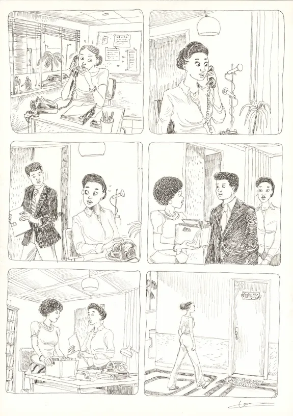 Black and white original page, Aya de Yopougon, Volume 7 (T.7), Clément Oubrerie