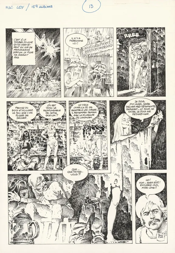 Black and white original page, Mac Coy, Mescaleros Station (T.15), Antonio Hernandez Palacios