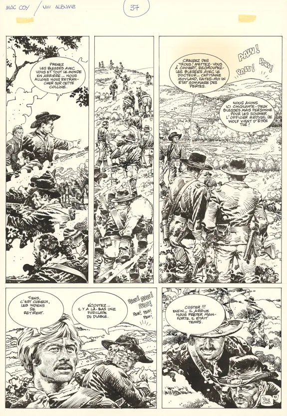 Black and white original page, Mac Coy, Little Big Horn (T.8), Antonio Hernandez Palacios